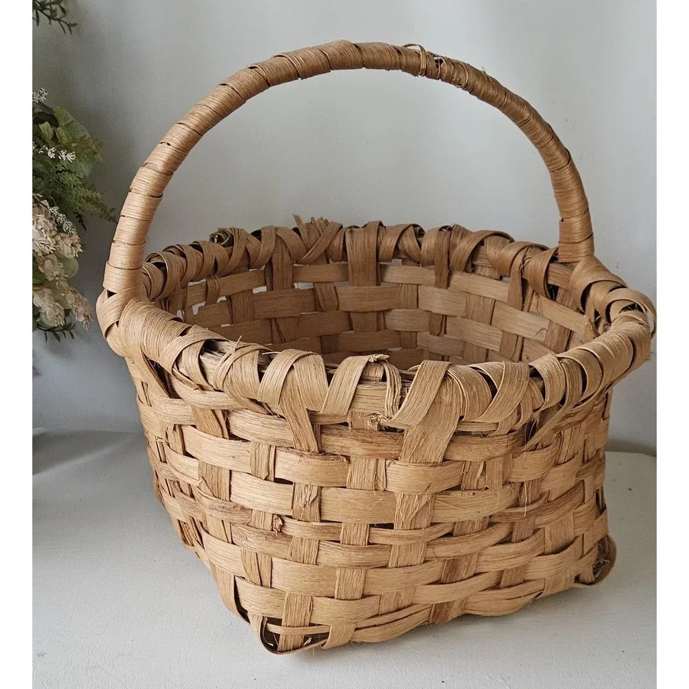 Vtg XL Huge Split Oak GATHERING BASKET Primitive Appalachian